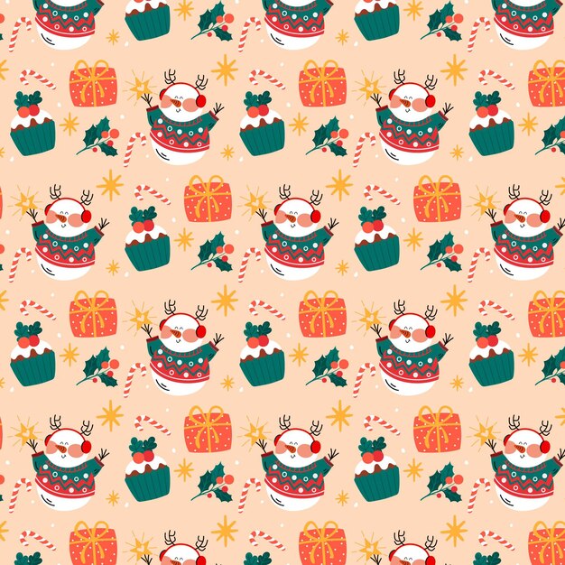 Diseño de patrones navideños dibujados a mano