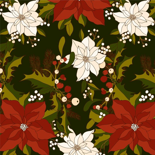 Diseño de patrones navideños dibujados a mano