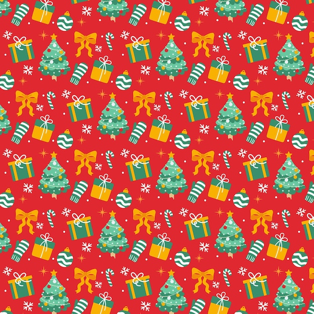 Diseño de patrones navideños dibujados a mano