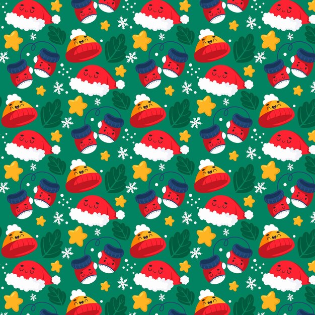 Diseño de patrones navideños dibujados a mano