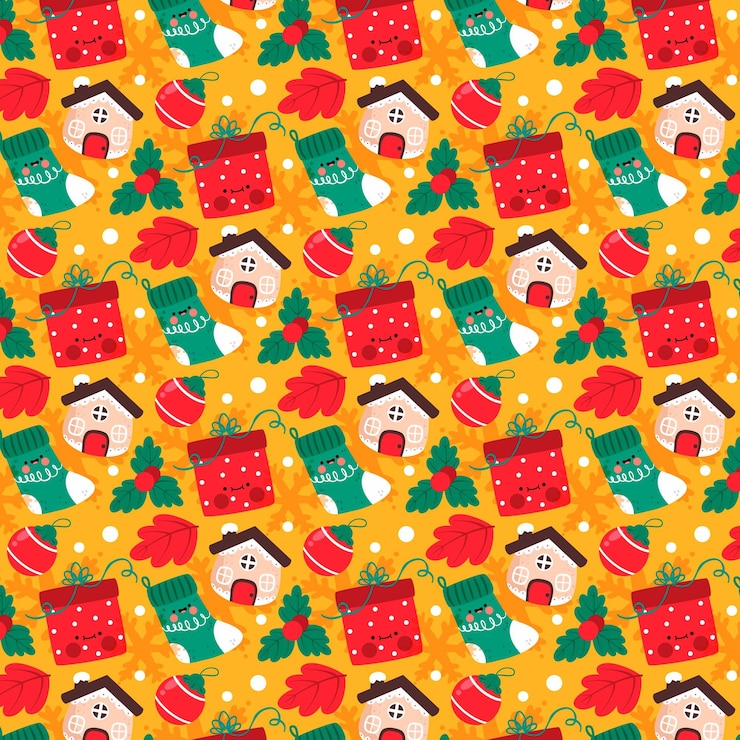 Vector gratuito diseño de patrones navideños dibujados a mano