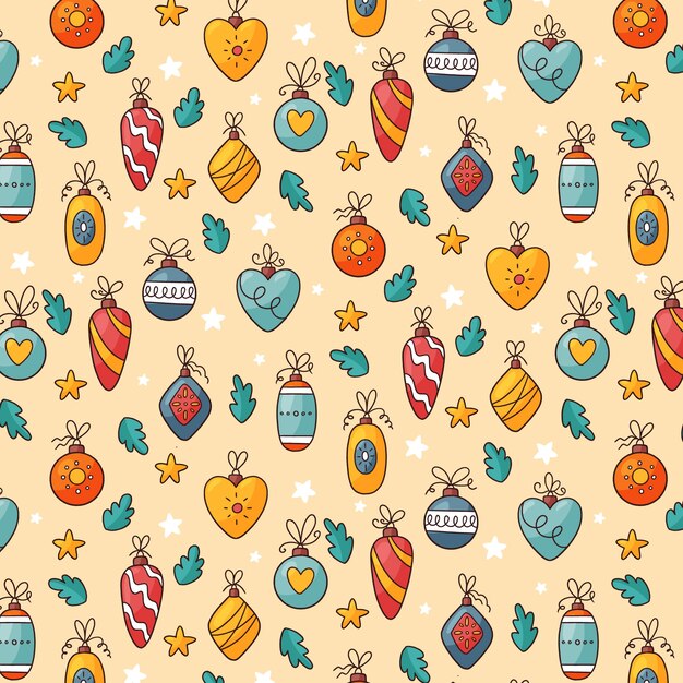 Diseño de patrones navideños dibujados a mano