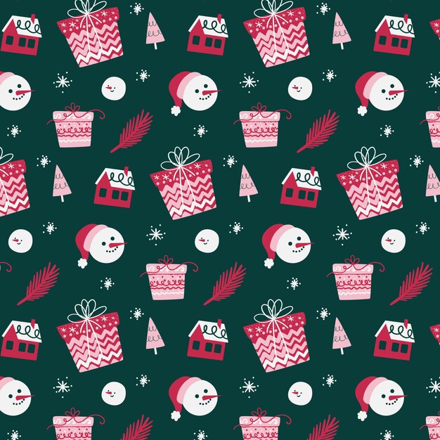 Diseño de patrones navideños dibujados a mano