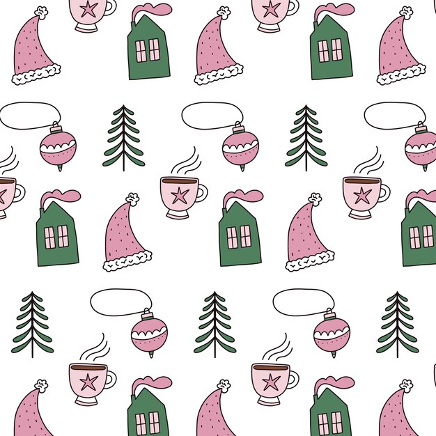 Diseño de patrones navideños dibujados a mano