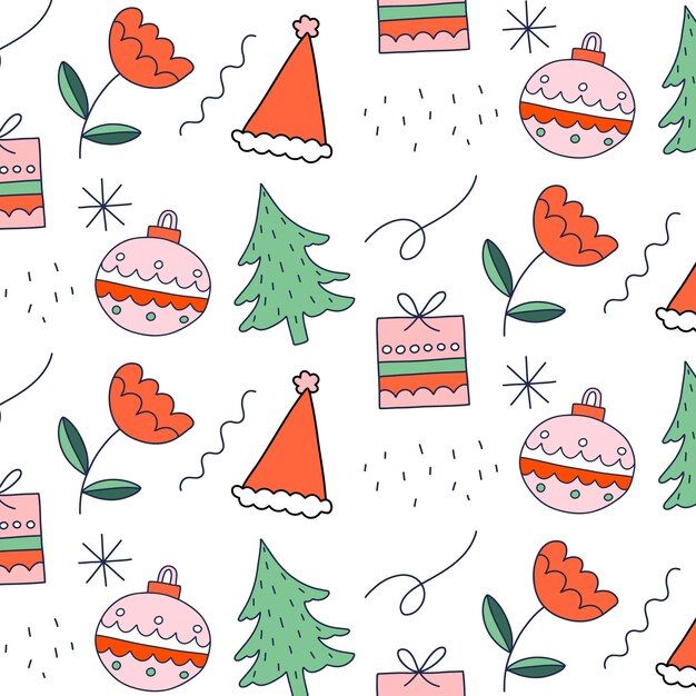 Diseño de patrones navideños dibujados a mano