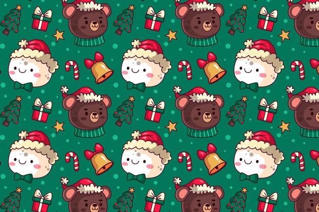 Diseño de patrones navideños dibujados a mano