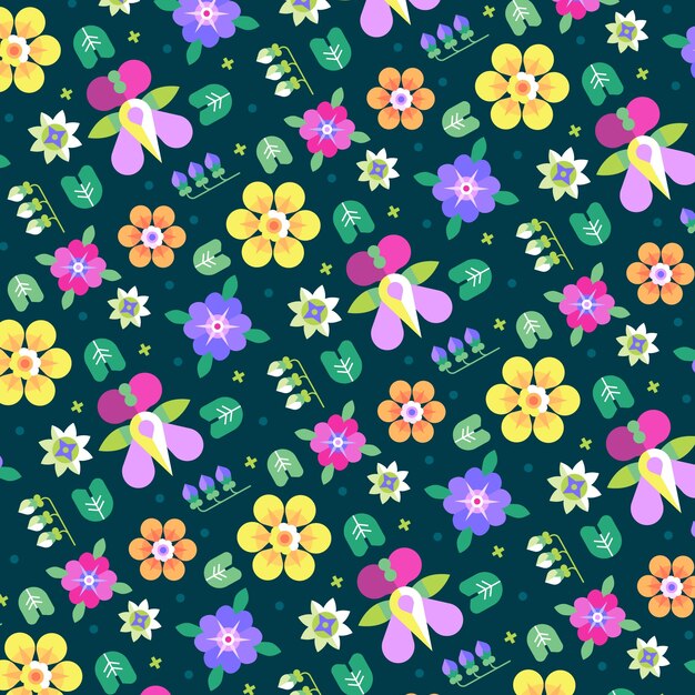 Diseño de patrones planos para la celebración de la primavera.