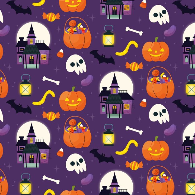 Diseño de patrones planos para la celebración de la temporada de halloween