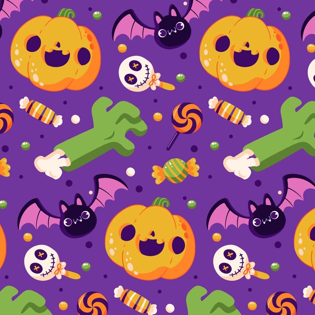 Diseño de patrones planos para la celebración de la temporada de halloween