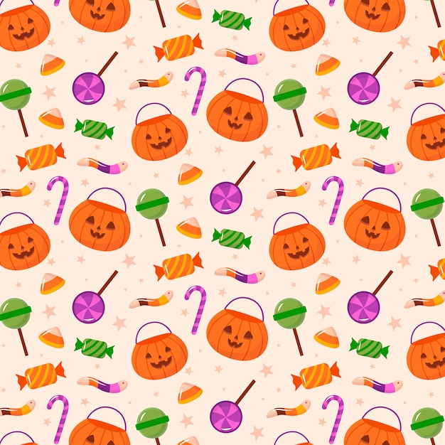 Diseño de patrones planos para la celebración de la temporada de halloween