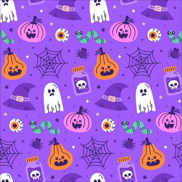 Diseño de patrones planos para la celebración de la temporada de halloween