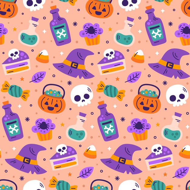 Diseño de patrones planos para la celebración de la temporada de halloween