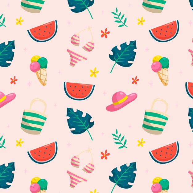Diseño de patrones planos para la celebración de la temporada de verano.