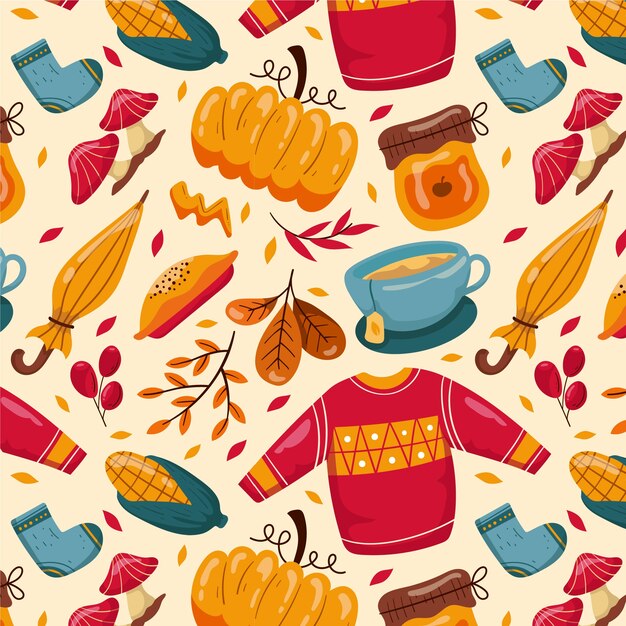 Diseño de patrones planos para la temporada de otoño.