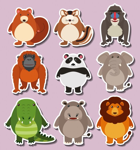 Diseño de pegatinas con animales lindos