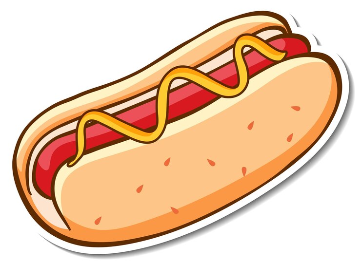 Vector gratuito diseño de pegatinas de comida rápida con perrito caliente aislado