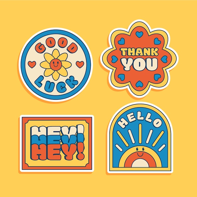 Diseño de pegatinas retro dibujado a mano
