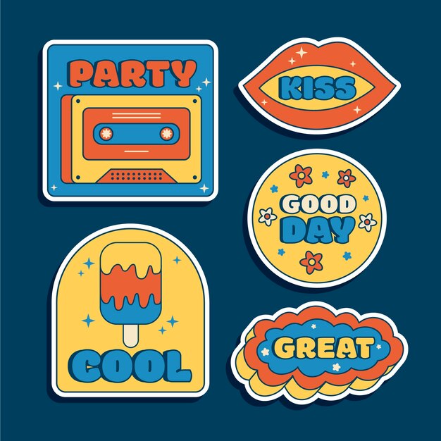 Diseño de pegatinas retro dibujado a mano