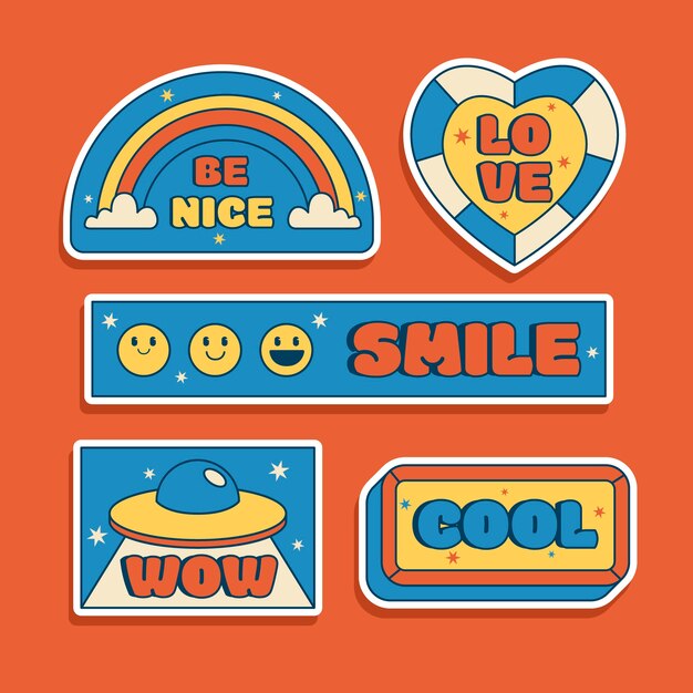 Diseño de pegatinas retro dibujado a mano