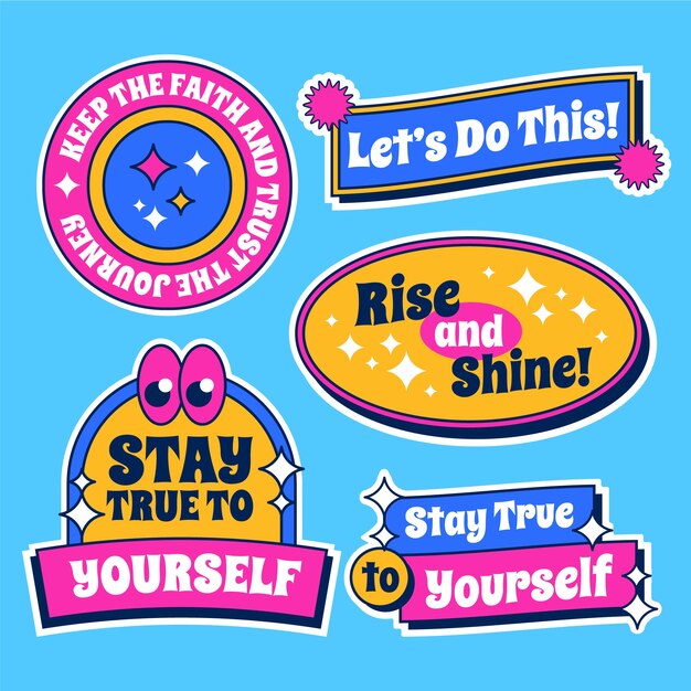 Diseño de pegatinas retro dibujado a mano