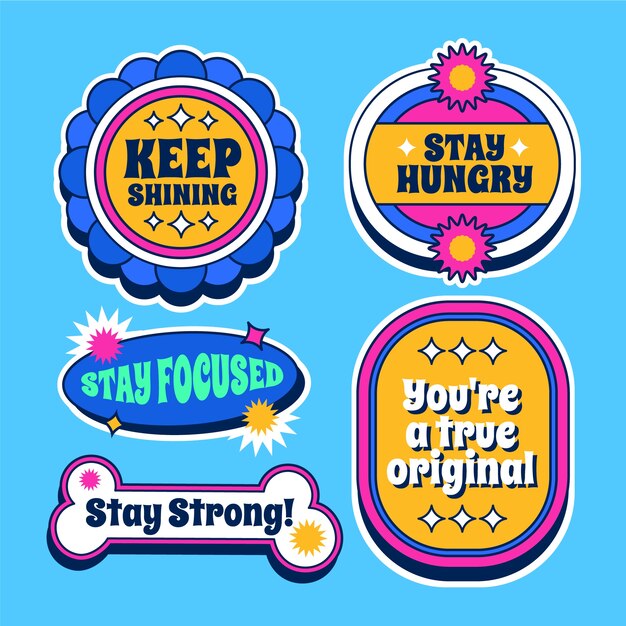 Diseño de pegatinas retro dibujado a mano