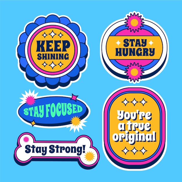 Diseño de pegatinas retro dibujado a mano