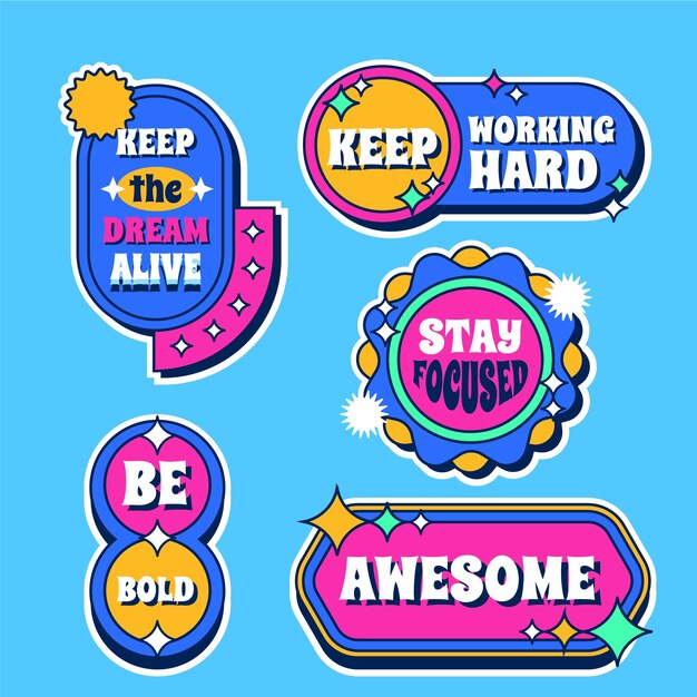 Diseño de pegatinas retro dibujado a mano