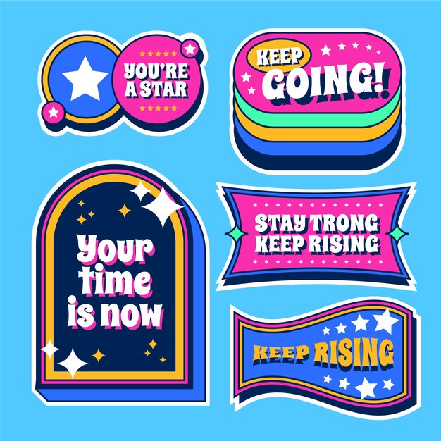 Diseño de pegatinas retro dibujado a mano