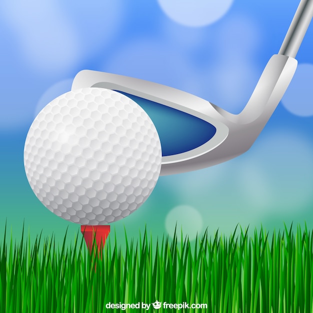 Vector gratuito diseño de pelota de golf con palo de golf