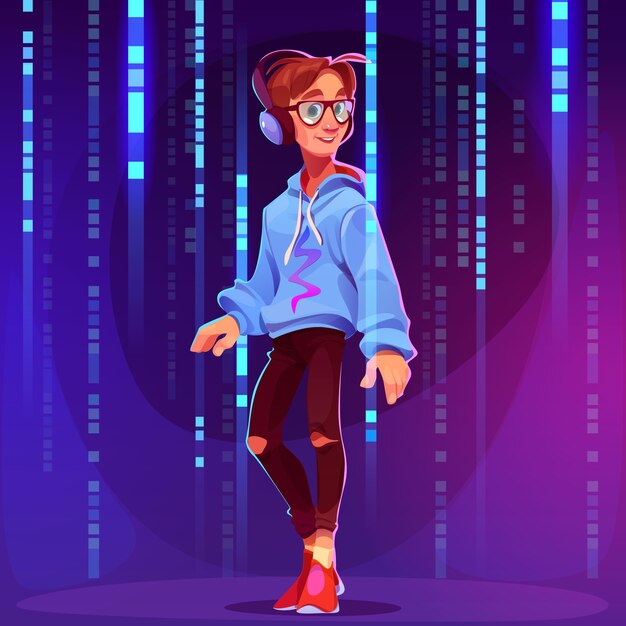 Diseño de personajes nerd de estilo de dibujos animados