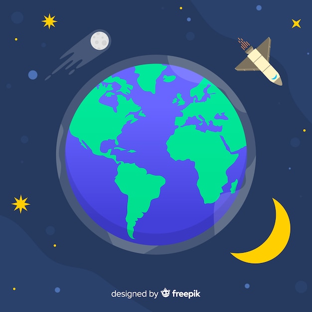 Vector gratuito diseño del planeta tierra en estilo flat