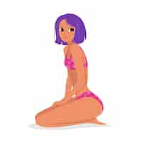 Vector gratuito diseño plano aislado chica en bikini ilustración