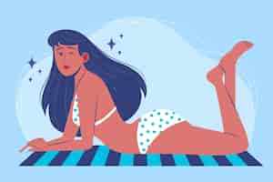 Vector gratuito diseño plano aislado chica en bikini
