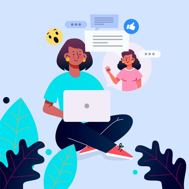 Diseño plano amigos videollamadas en la ilustración de la computadora portátil