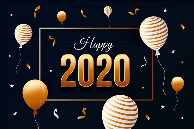 Diseño plano año nuevo 2020 fondo de pantalla