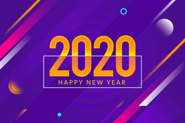 Diseño plano año nuevo 2020 fondo