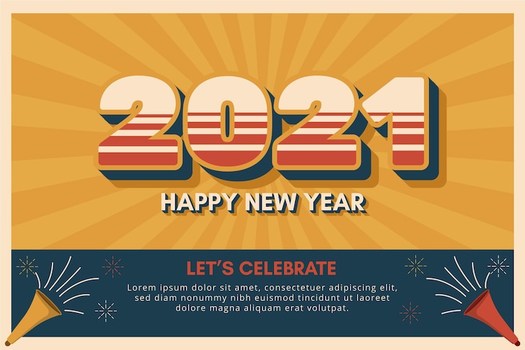 Vector gratuito diseño plano año nuevo 2021 fondo