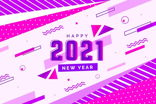 Diseño plano año nuevo 2021 fondo