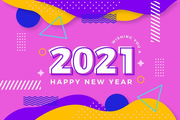 Diseño plano año nuevo 2021 fondo
