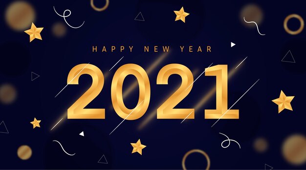 Diseño plano año nuevo 2021 fondo