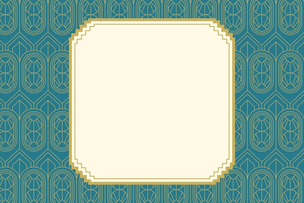 Diseño plano art deco fondo azul y dorado.