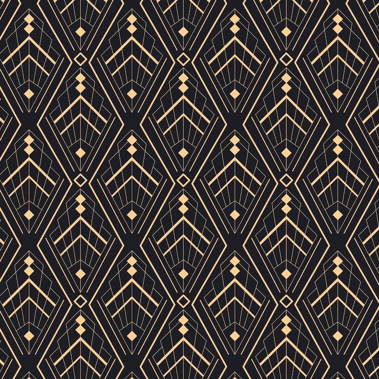 Vector gratuito diseño plano art deco oscuro de patrones sin fisuras