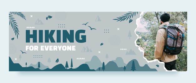diseño plano aventura de senderismo cabecera de twitter