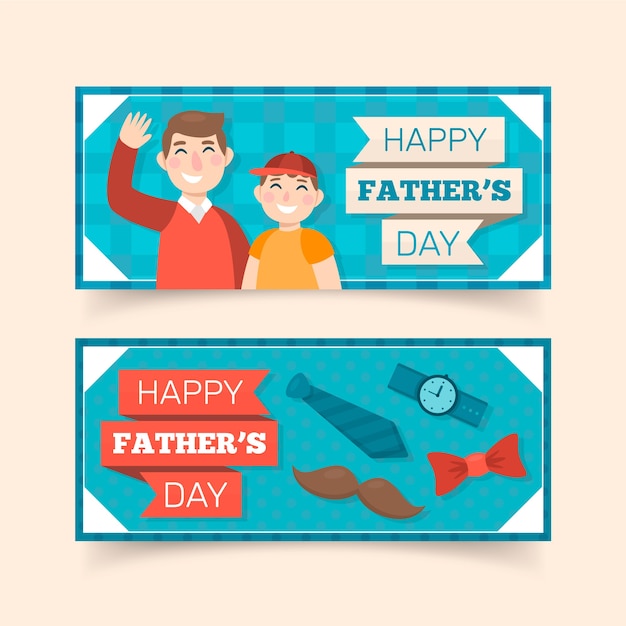 Vector gratuito diseño plano de banners del día del padre