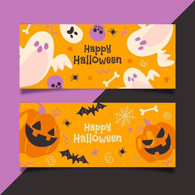 Diseño plano de banners de halloween