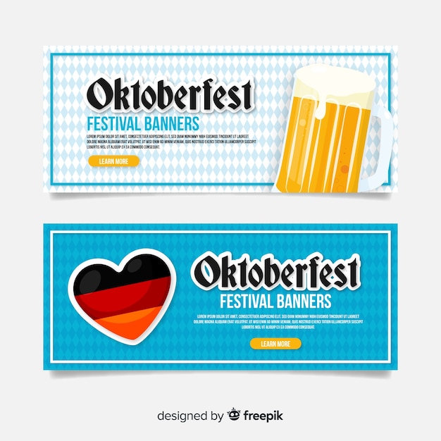 Vector gratuito diseño plano para banners de oktoberfest