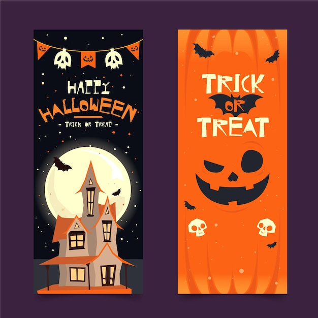 Diseño plano de banners verticales de halloween