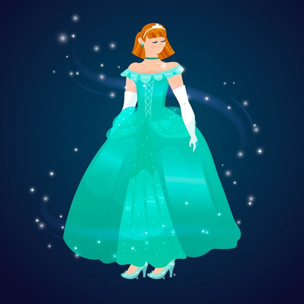 Diseño plano bella princesa cenicienta