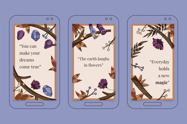 Vector gratuito diseño plano boho diseño de historias de instagram