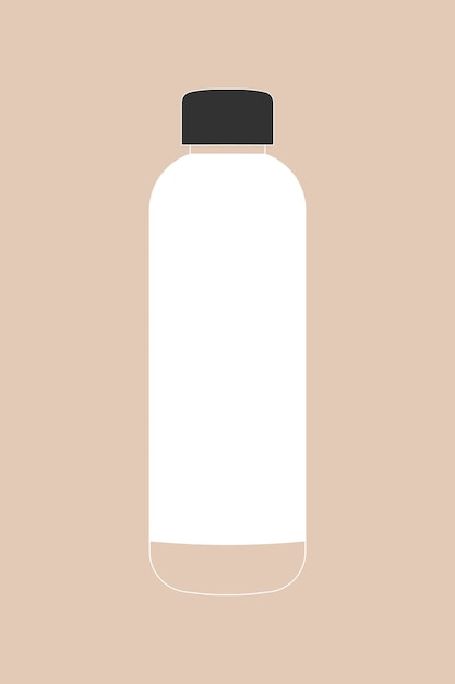 Diseño plano de la botella de agua blanca, ilustración de vector de contenedor de residuos cero
